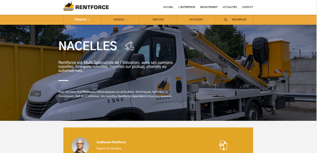 location camion nacelle rentforce