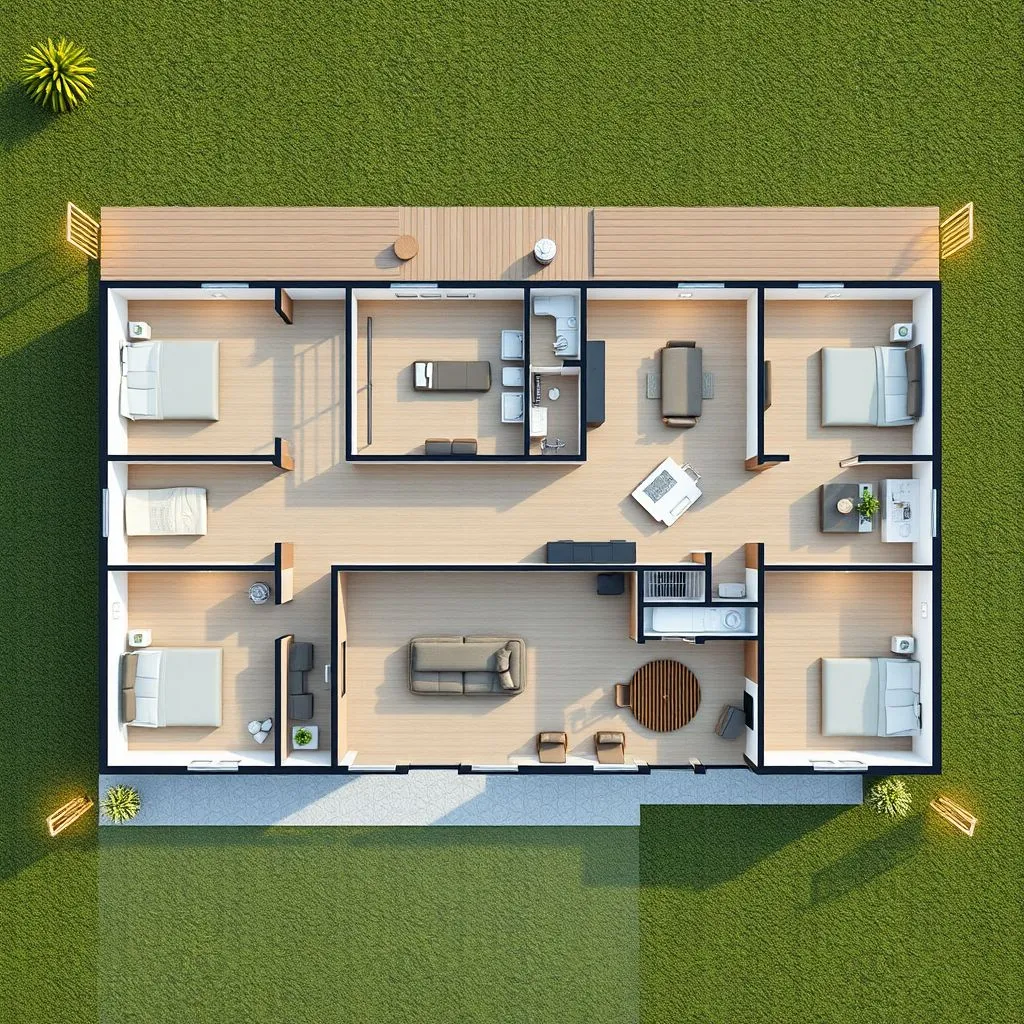 Plan maison en U 150m2