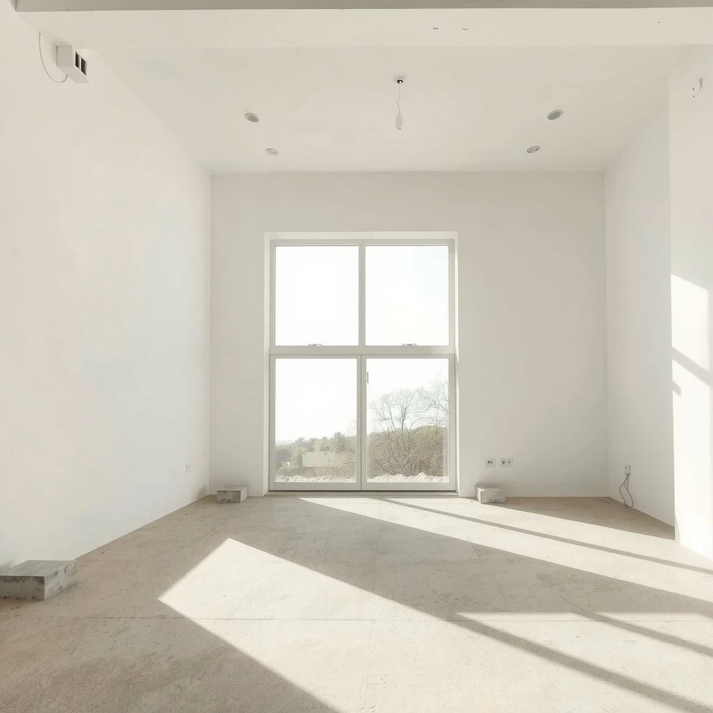Pièce vide d'une maison neuve avant la pose des finitions