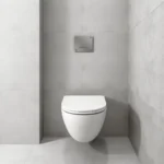 WC suspendu blanc dans une salle de bains moderne