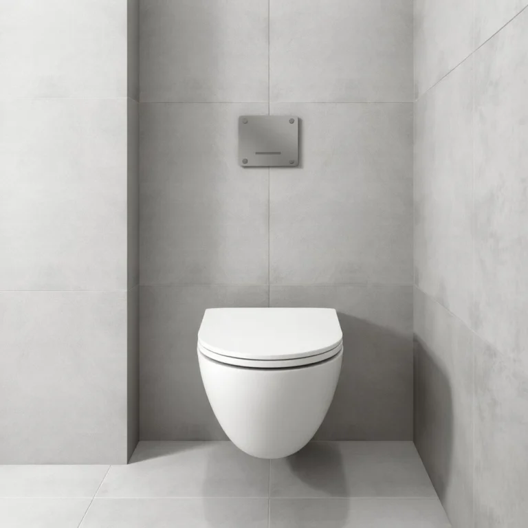 WC suspendu blanc dans une salle de bains moderne