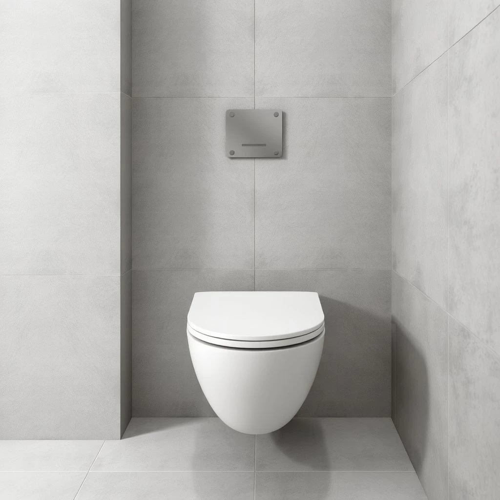 WC suspendu blanc dans une salle de bains moderne