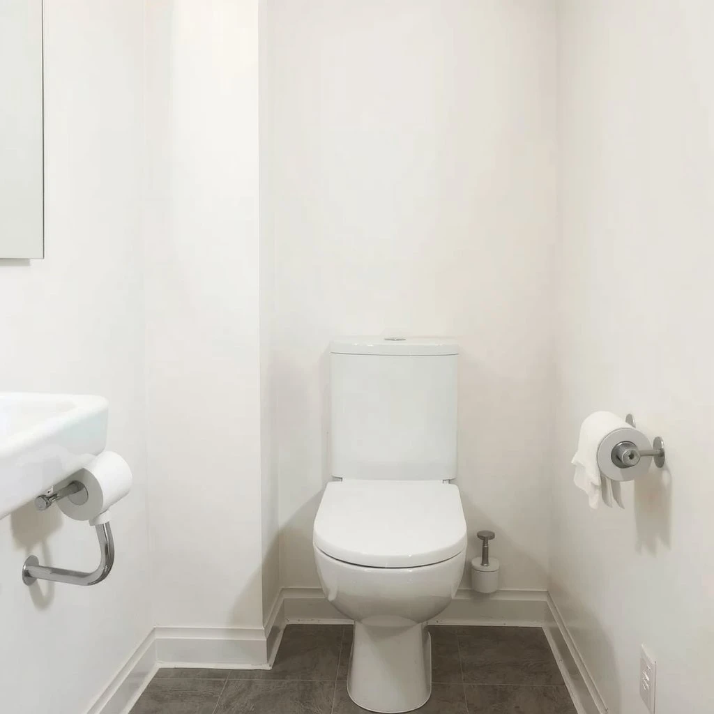 Toilettes blanches dans une salle de bains claire
